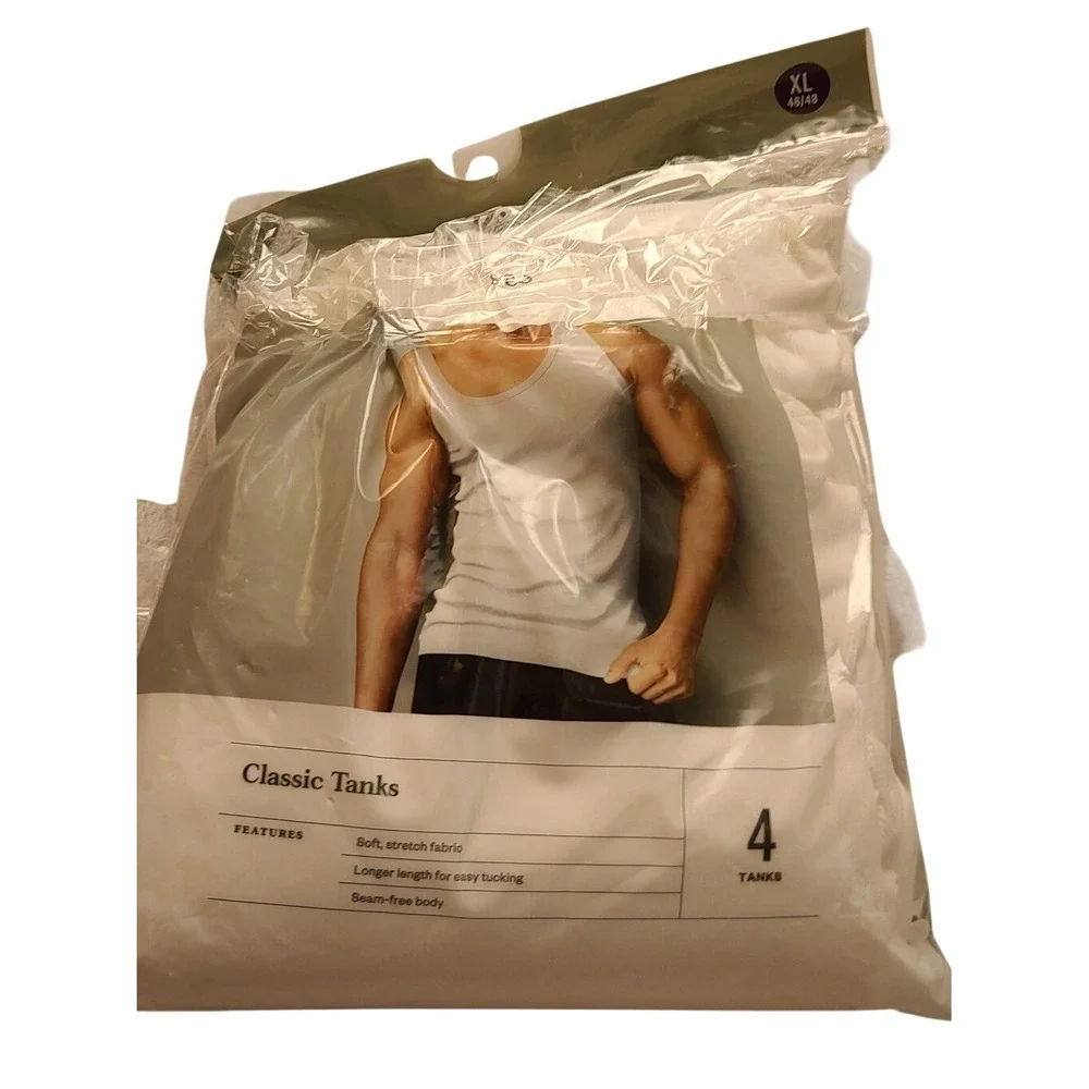 Goodfellow & Co Men's 4 Pack Classic Tanks White Ribbed Undershirts XL 46/48 NWT